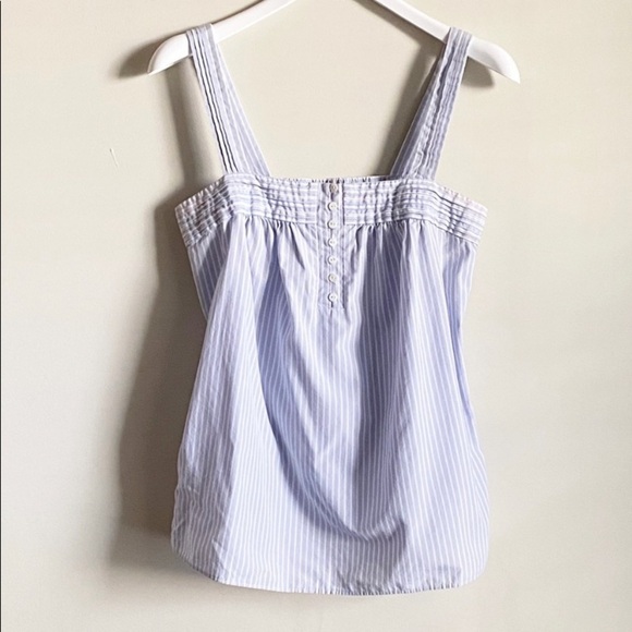 J. Crew Pinstripe Strapped Blouse Light Blue Size 4 - Picture 2 of 6